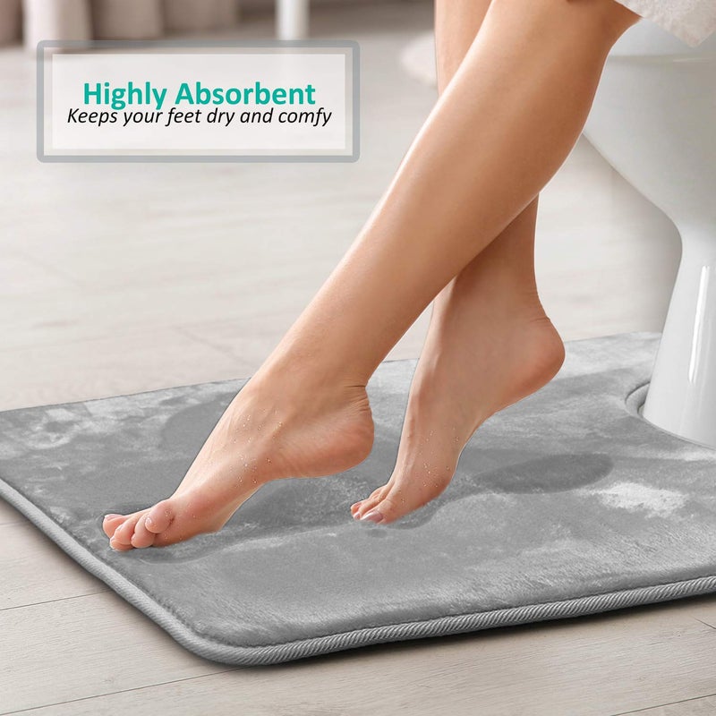 Clara Clark Bathroom Contour Rug, Ultra Soft Non Slip and Cozy, Velvet Memory Foam Toilet U-Shaped Bath Mat - Image 4